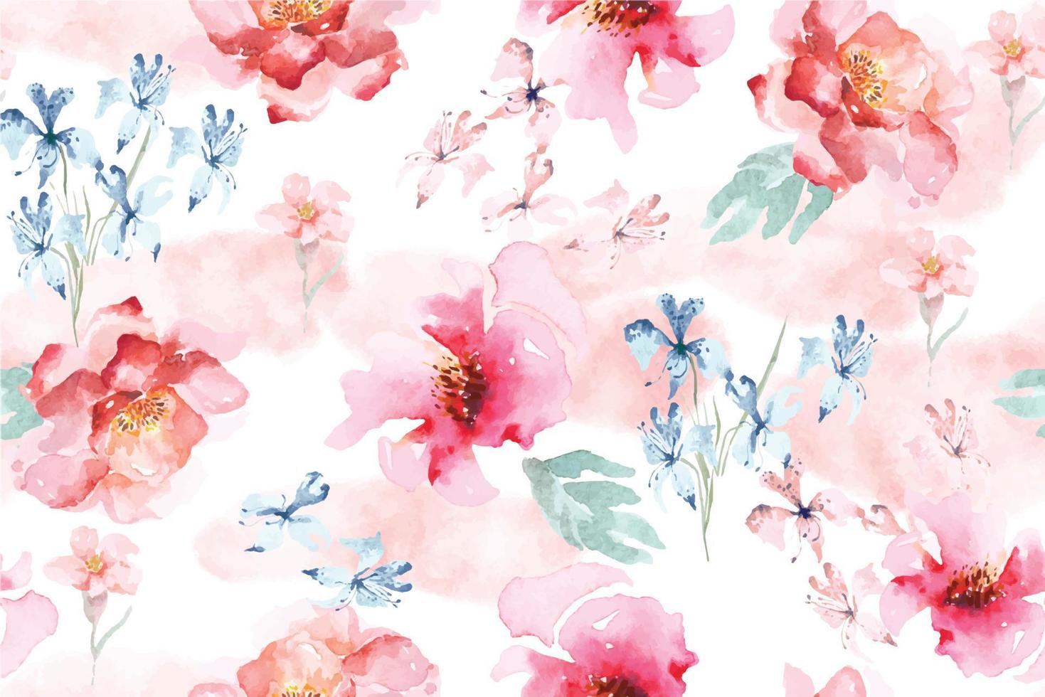 Seamless pattern of rose and orchid painted in watercolor on pastel background.Designed for fabric luxurious and wallpaper, vintage style.Hand drawn botanical floral pattern.Wild flower background . vector