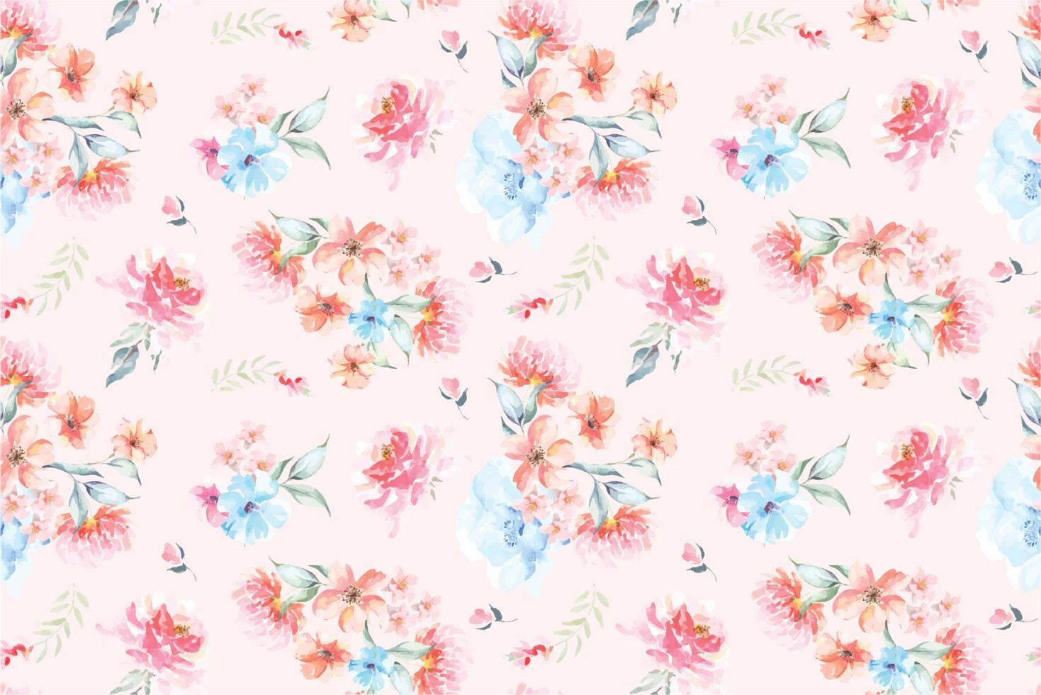 Seamless pattern of Blooming flowers with watercolor 38 vector