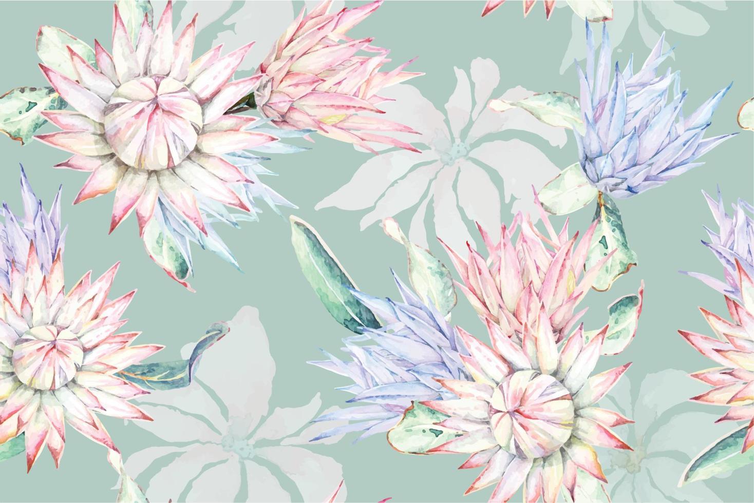 Seamless pattern of Blooming flowers with watercolor 23 vector
