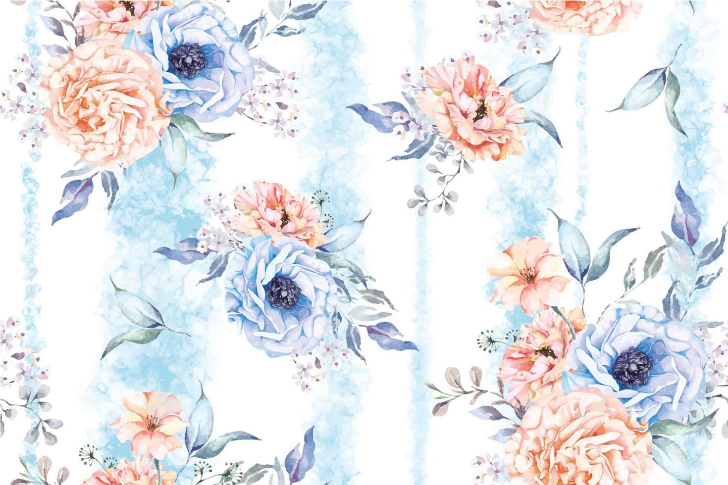 Seamless pattern of Blooming flowers with watercolor 37 vector