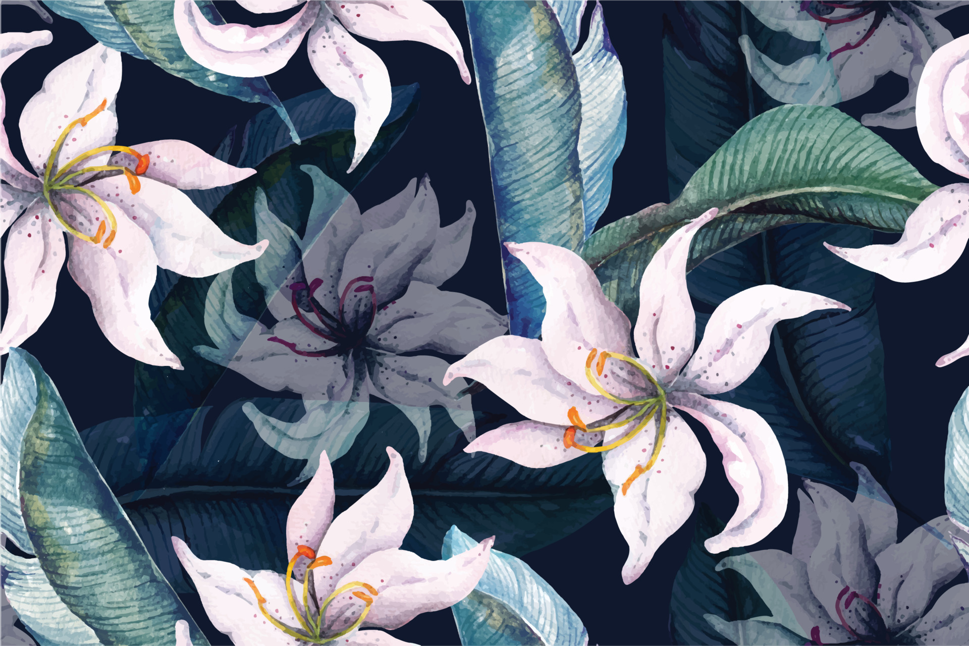 Fantasy flower vector - Flower Textile Wallpaper Vector Lea - T
