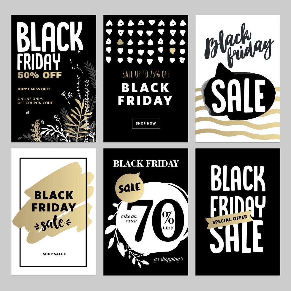 Black Friday social media sale banners vector