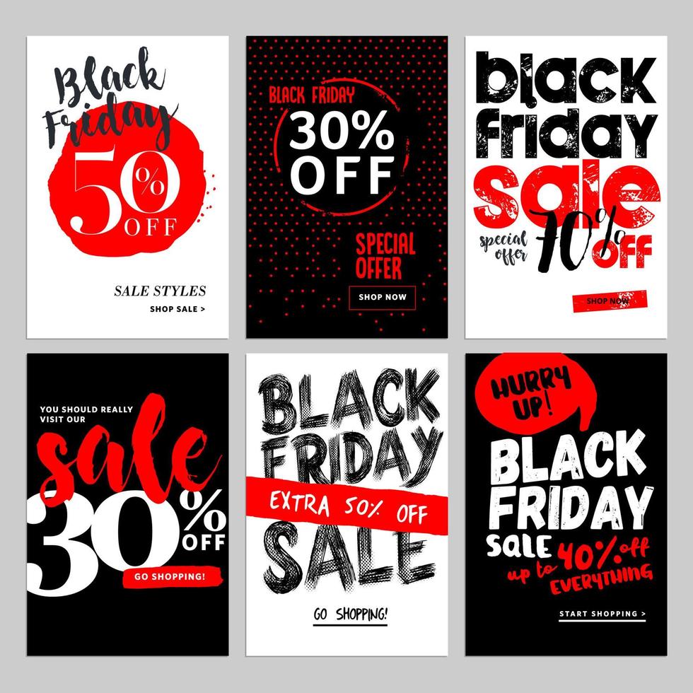 Black Friday social media sale banners vector