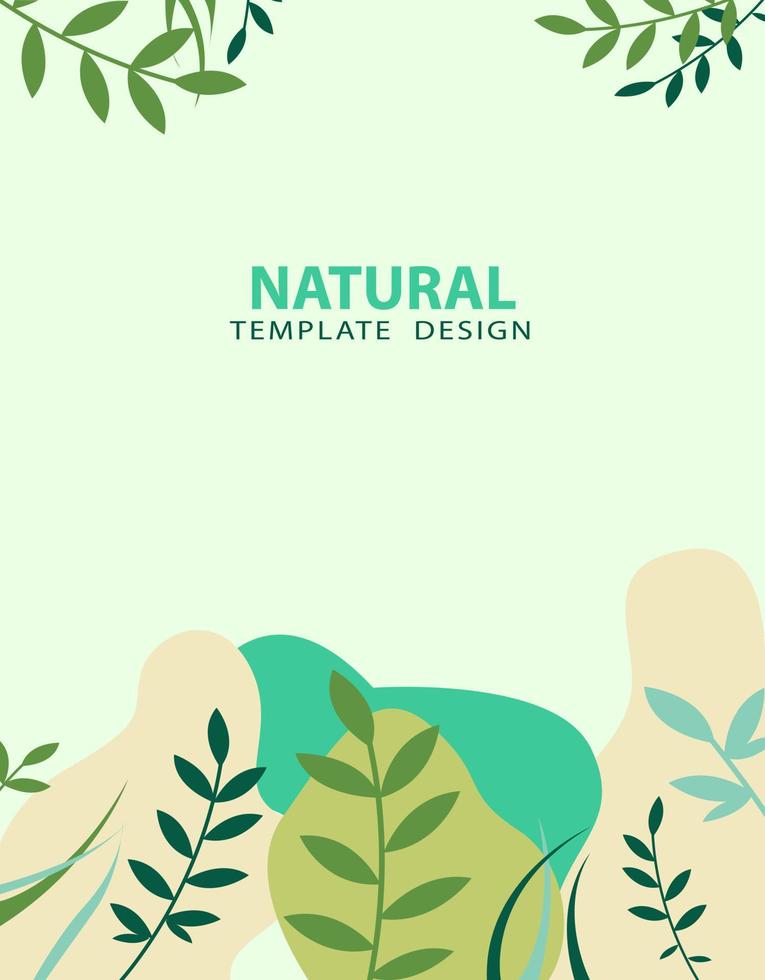 Natural abstract background of green leaves for social media, wallpapers, posters, banner templates with simple elegant pastel colors. vertical illustration vector design