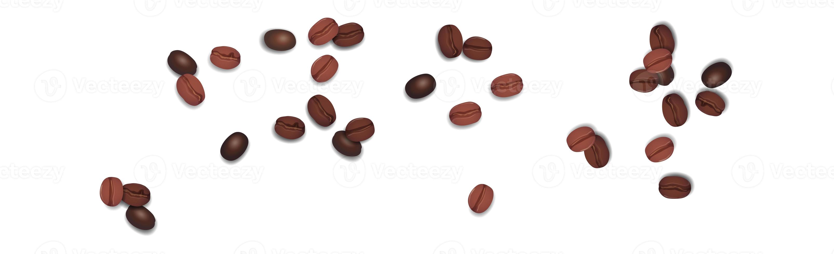 Realistic coffee beans on white background - Vector photo