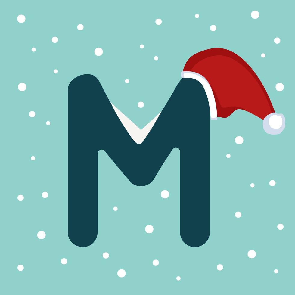 Letter M with Santa hat vector