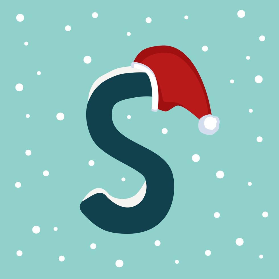 Letter S with Santa hat vector