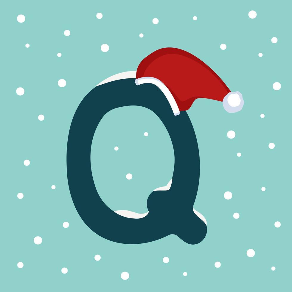Letter Q with Santa hat vector