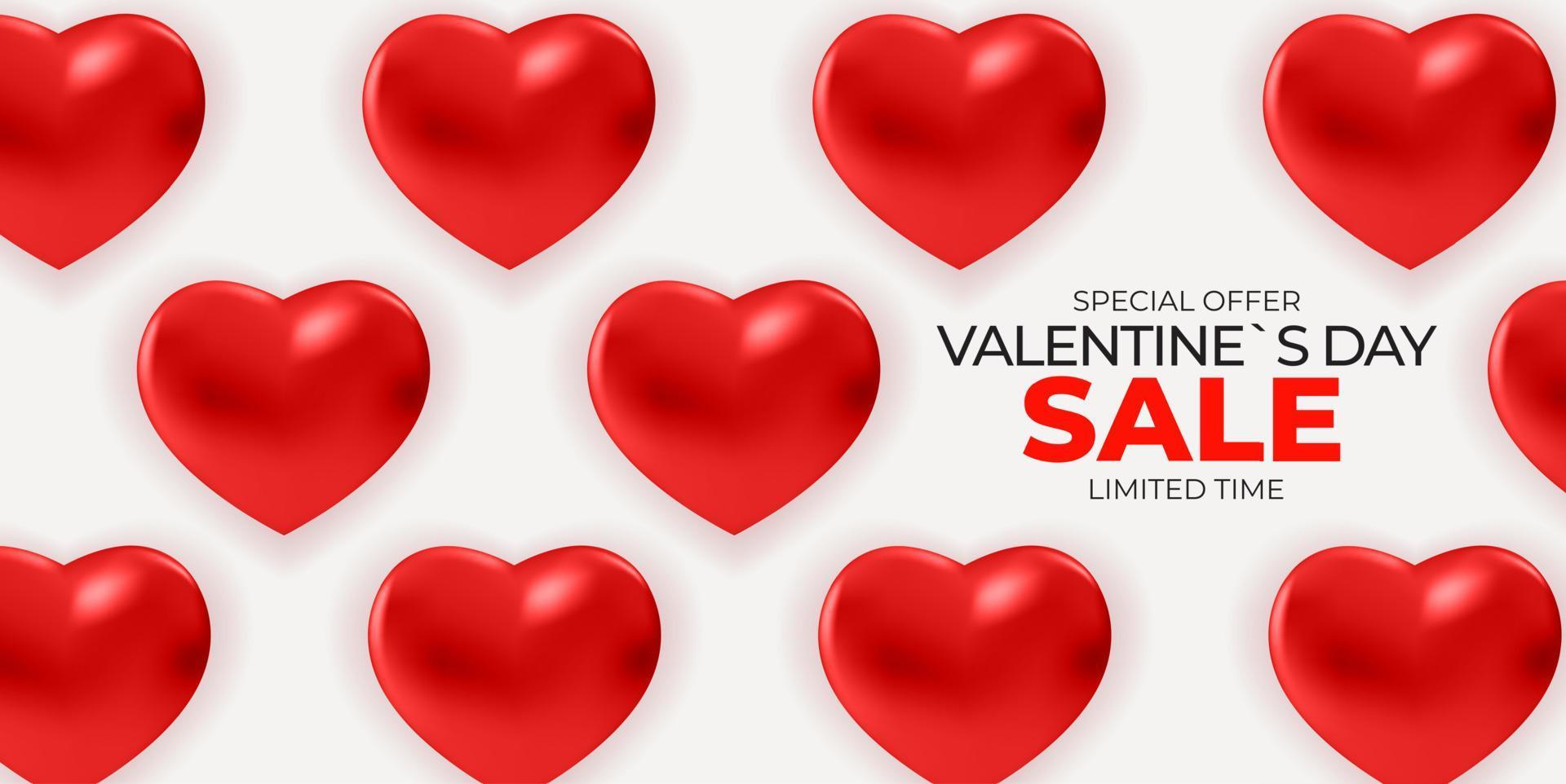 Diseño de fondo de banner de venta de día de San Valentín. plantilla para publicidad, web, redes sociales y anuncios de moda. cartel horizontal, folleto, tarjeta de felicitación, encabezado para el sitio web ilustración vectorial eps10 vector