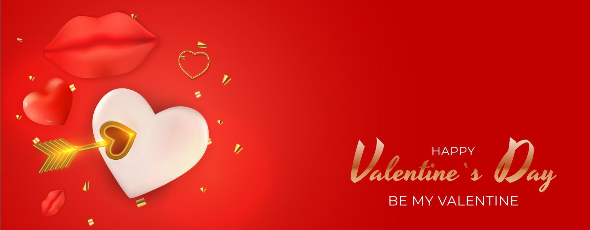 Valentine s Day Holiday Gift Card Background Realistic Design. Template for advertising, web, social media and fashion ads. Poster, flyer, greeting card, header for website Vector Illustration