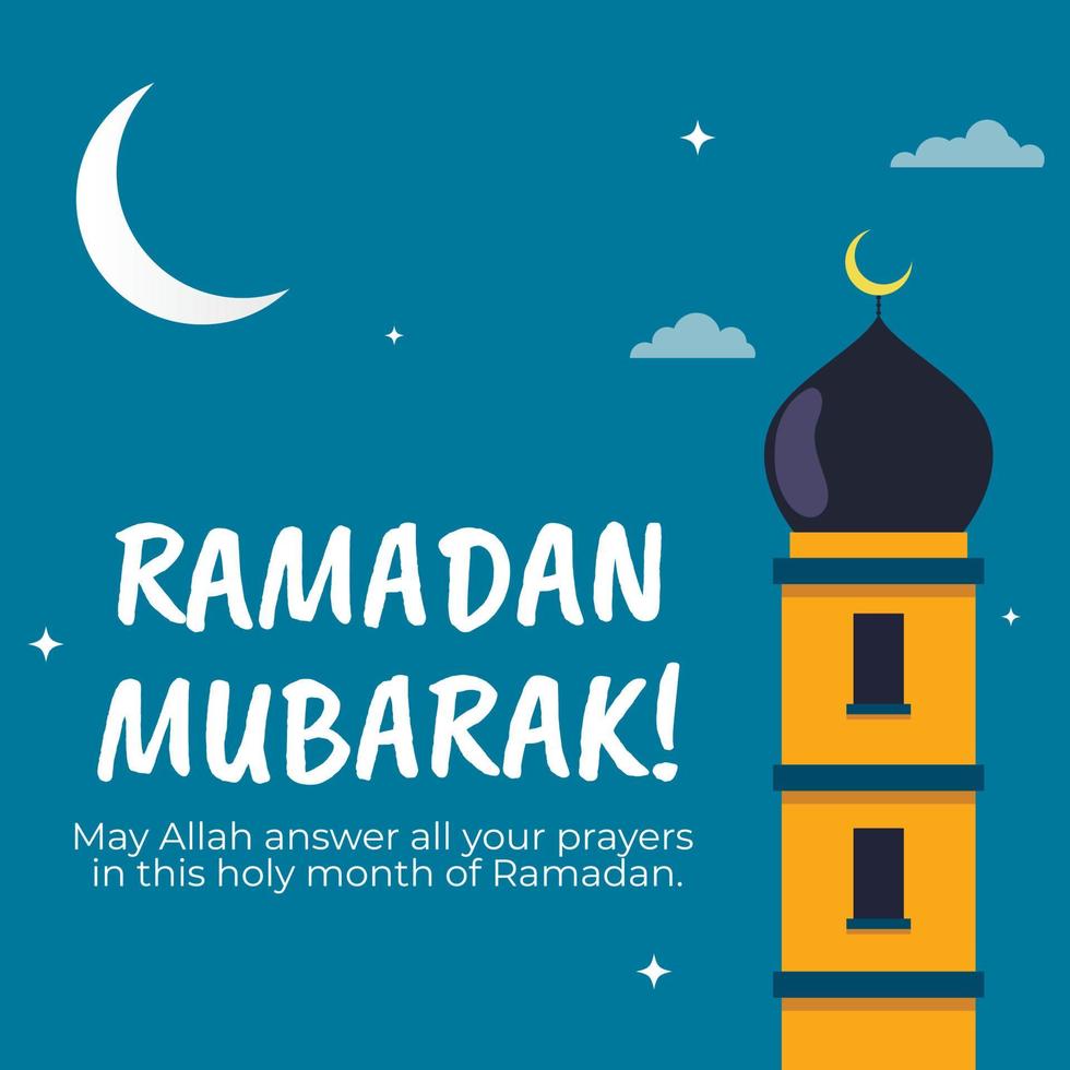 Ramadan Mubarak. Islamic Greeting Cards for Muslim Holidays. Vector Illustration