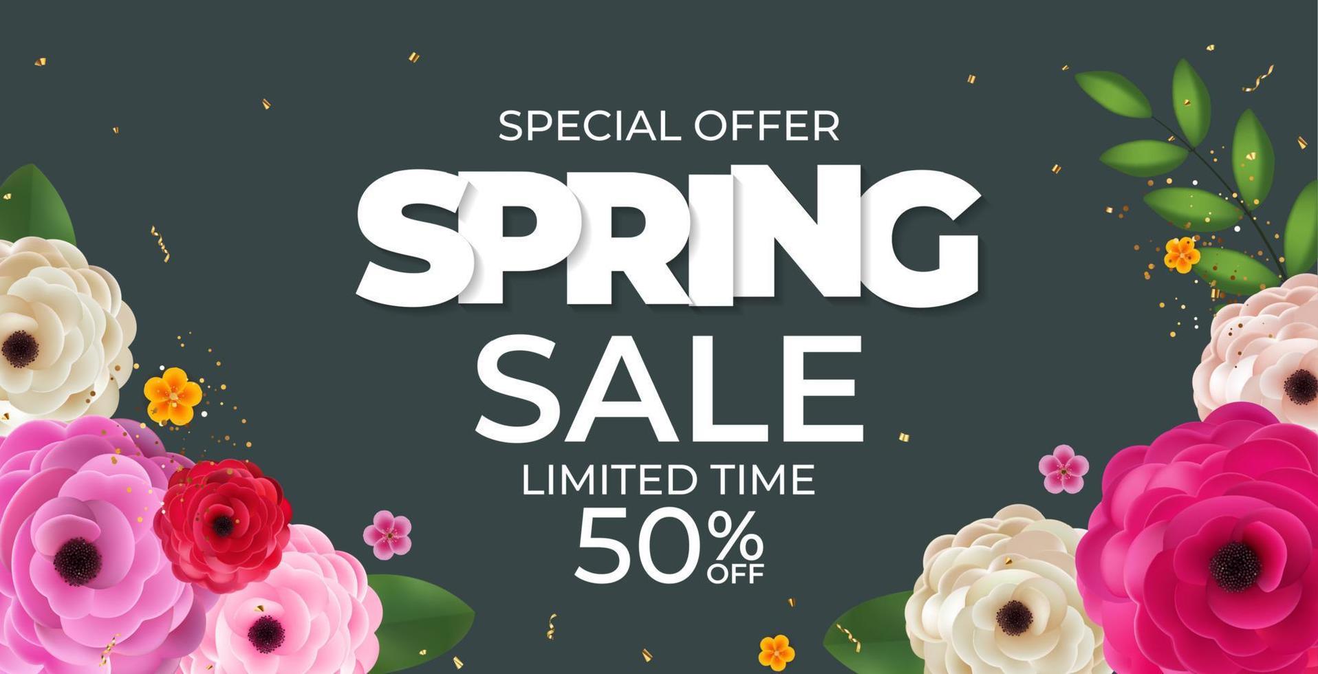 Spring Sale Background Poster Template. Vector Illustration