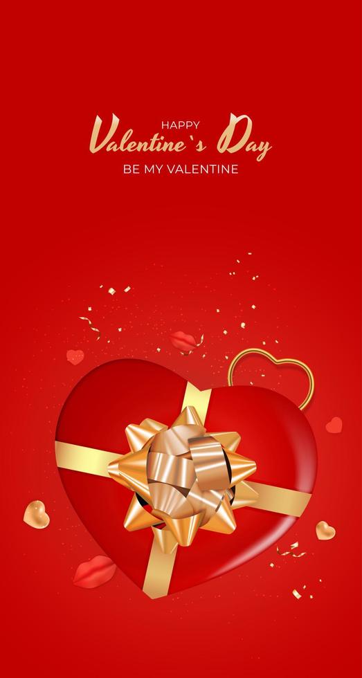 Valentine s Day Holiday Gift Card Background Realistic Design. Template for advertising, web, social media and fashion ads. Poster, flyer, greeting card, header for website Vector Illustration EPS10