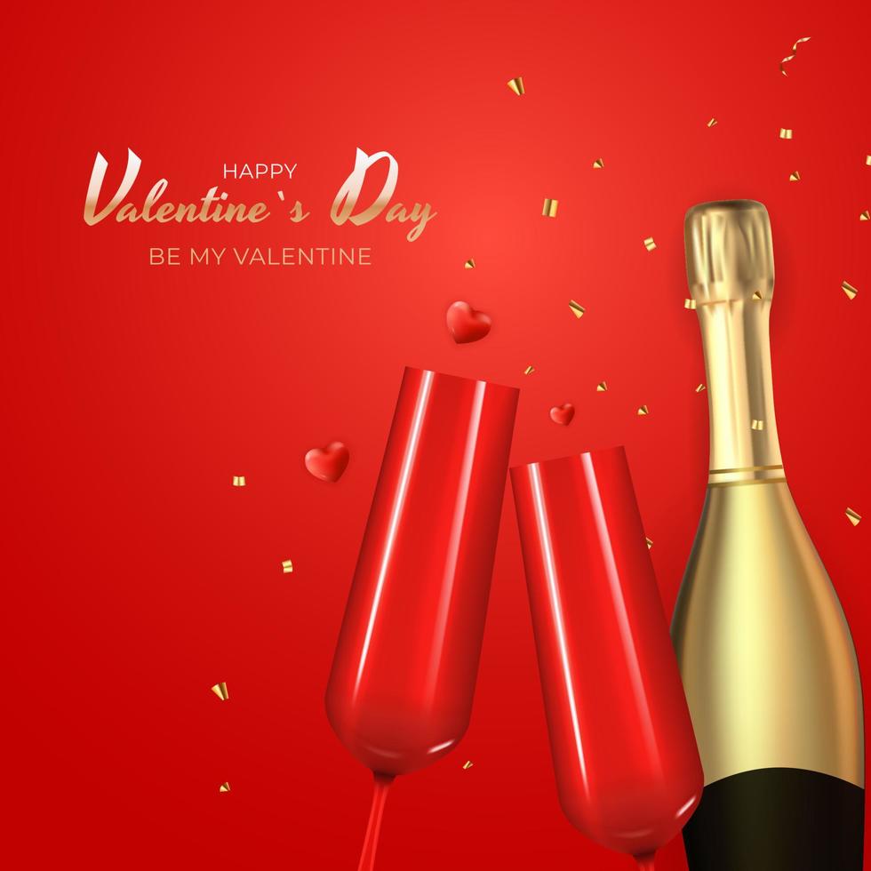 Valentine's Day Holiday Gift Card Background Realistic Design. Template for advertising, web, social media and fashion ads. Poster, flyer, greeting card, header for website Vector Illustration EPS10