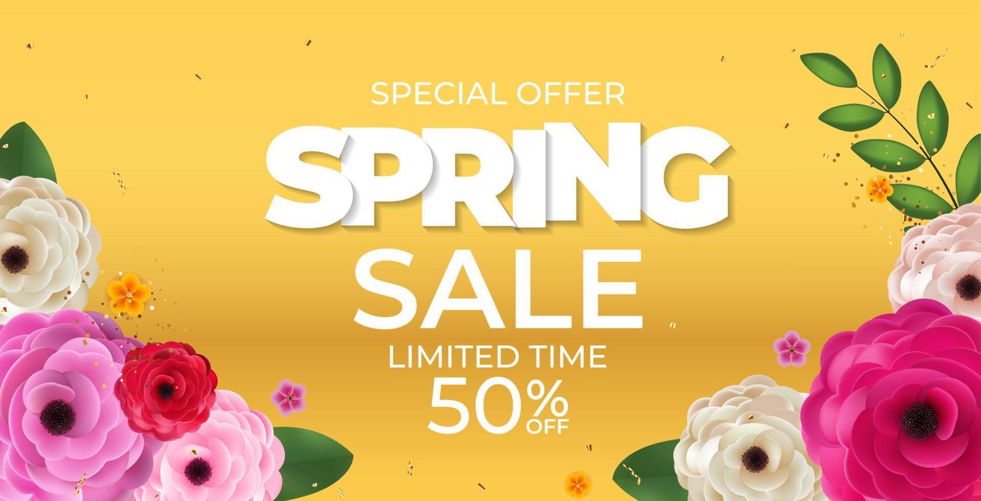 Spring Sale Background Poster Template. Vector Illustration