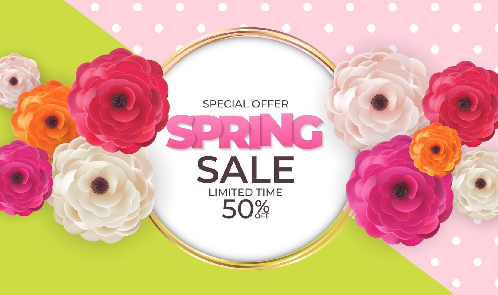 Spring Sale Background Poster Template. Vector Illustration