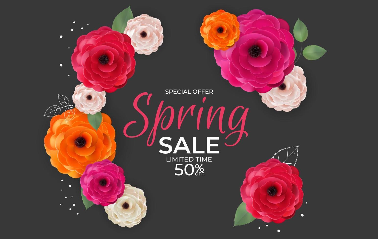 Spring Sale Background Poster Template. Vector Illustration