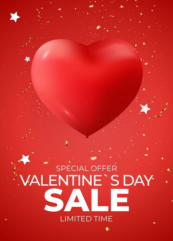 Valentine's Day sale banner Background Design. Template for advertising, web, social media and fashion ads. Horizontal poster, flyer, greeting card, header for website Vector Illustration eps10