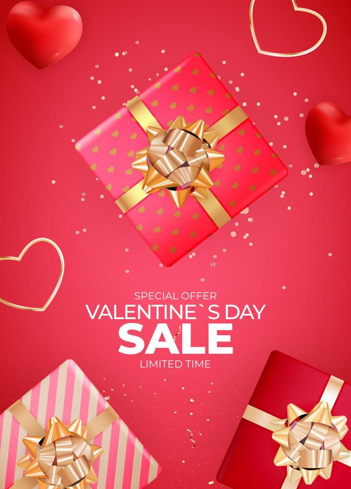 Valentine s Day sale banner Background Design. Advertising, web, social media and fashion ads. Horizontal poster, flyer, greeting card, header for website Vector Illustration EPS10