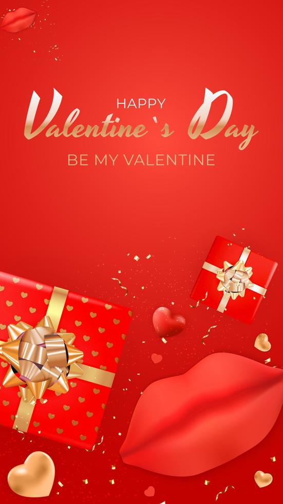 Valentine s Day Background Design. Template for advertising, web, social media and fashion ads. Poster, flyer, greeting card, header for website Vector Illustration EPS10