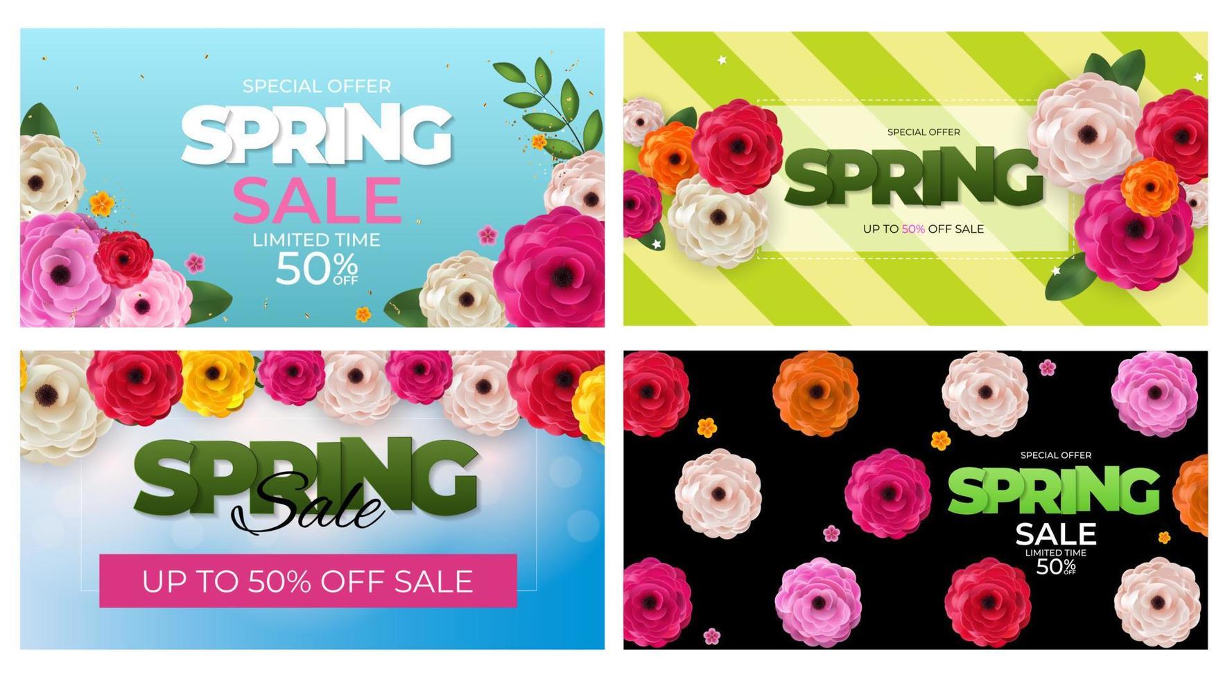 Spring Sale Background Poster Template. Vector Illustration