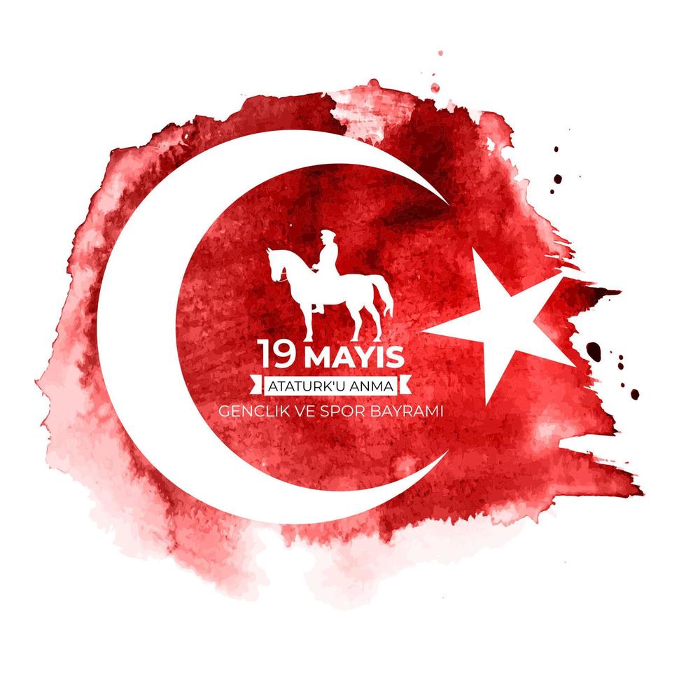 19th may commemoration of Ataturk, youth and sports day vector