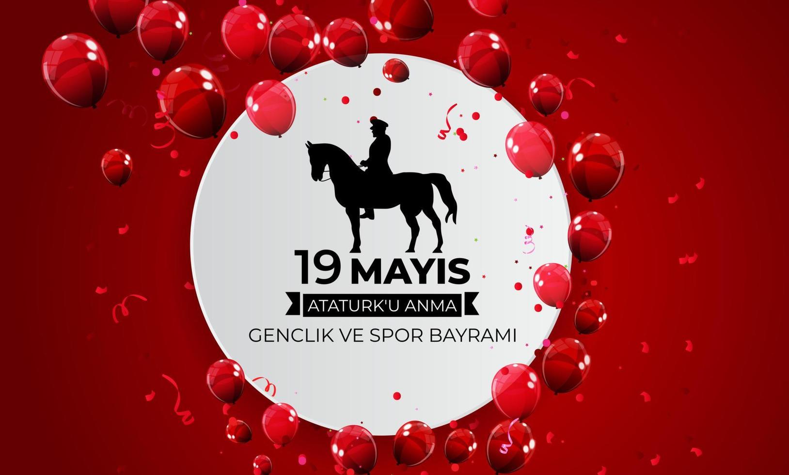 19 de mayo conmemoración del ataturk, día de la juventud y el deporte vector