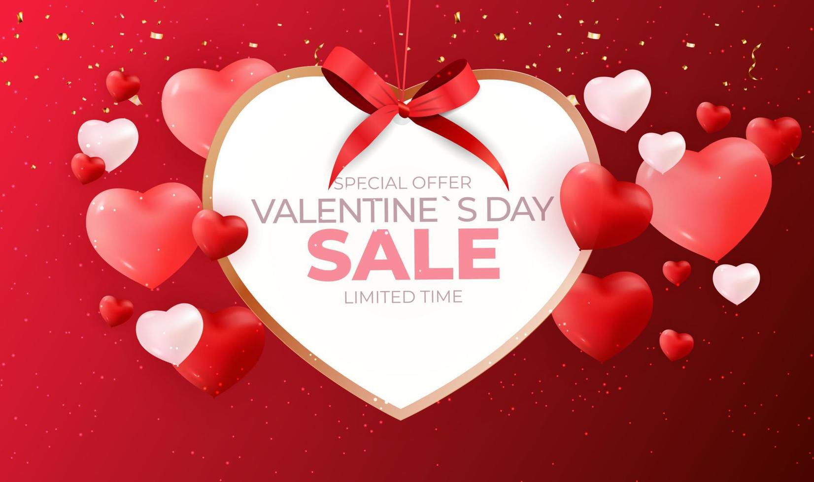 Valentine's Day sale banner Background Design. Template for advertising, web, social media and fashion ads. Horizontal poster, flyer, greeting card, header for website Vector Illustration eps10