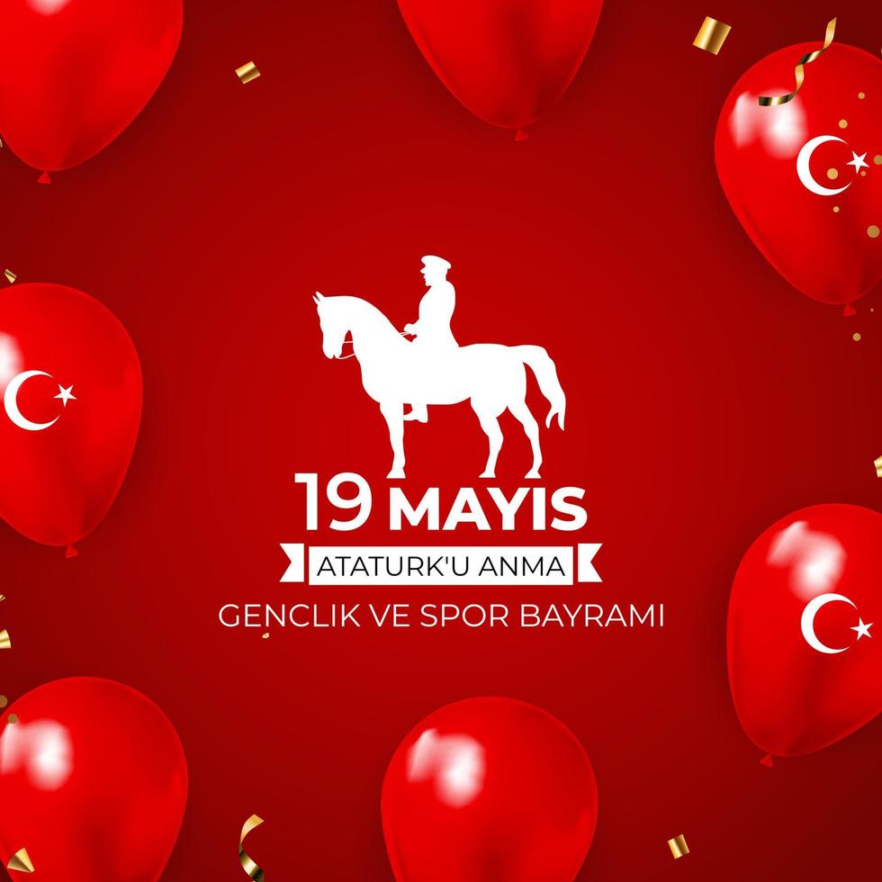 19 de mayo conmemoración del ataturk, día de la juventud y el deporte vector