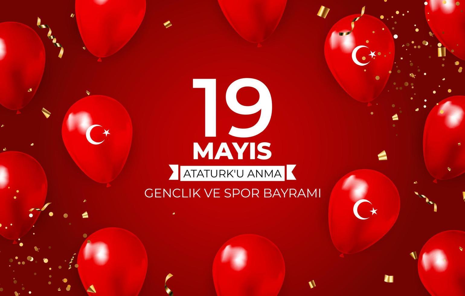 19 de mayo conmemoración del ataturk, día de la juventud y el deporte vector