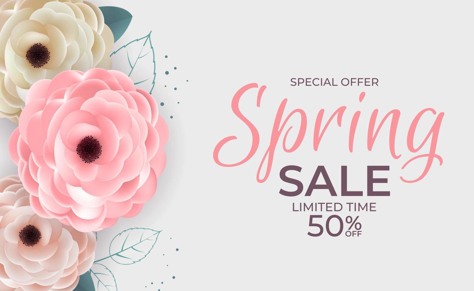 Spring Sale Background Poster Template. Vector Illustration