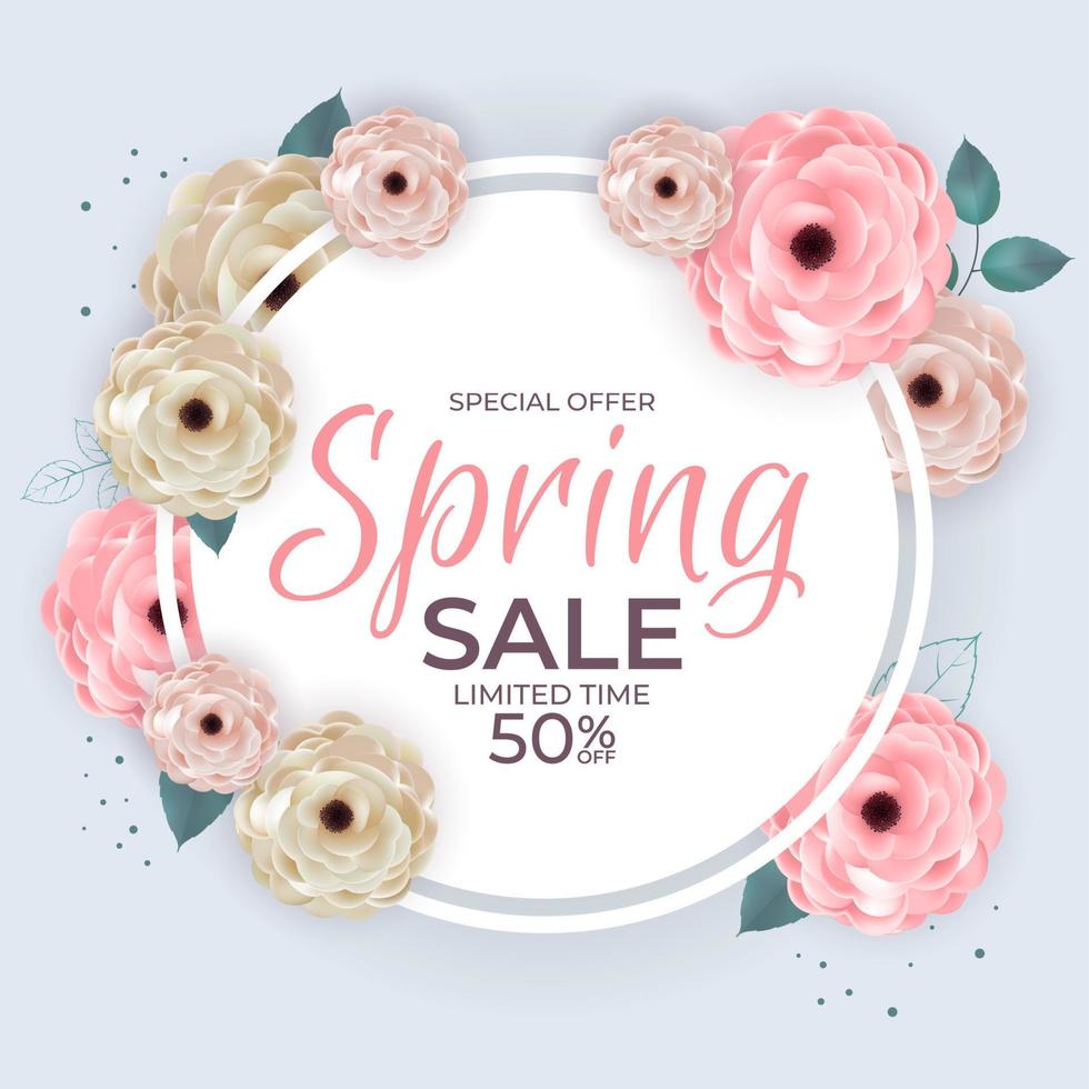 Spring Sale Background Poster Template. Vector Illustration