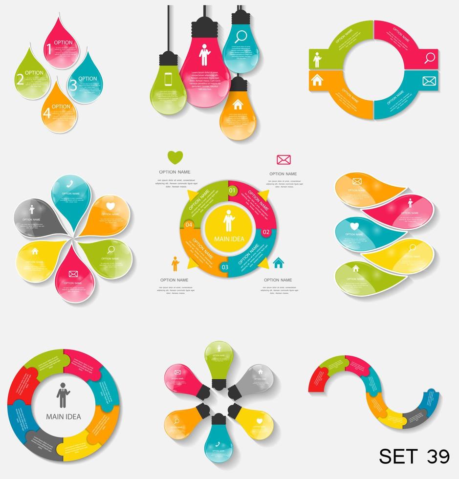 Collection of Infographic Templates for Business Vector Illustration