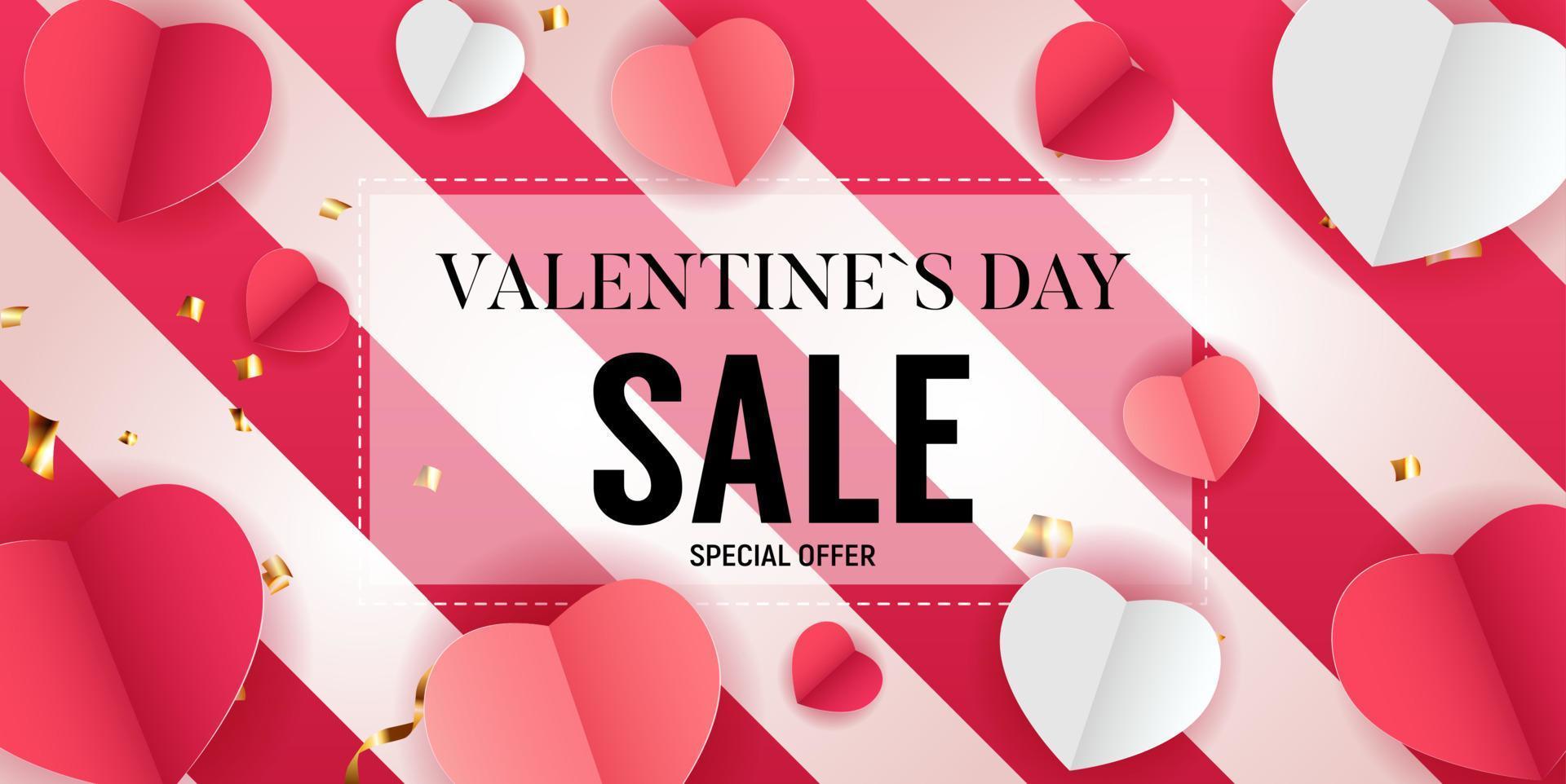 Valentine s Day sale banner Background Design. Template for advertising, web, social media and fashion ads. Horizontal poster, flyer, greeting card, header for website Vector Illustration eps10