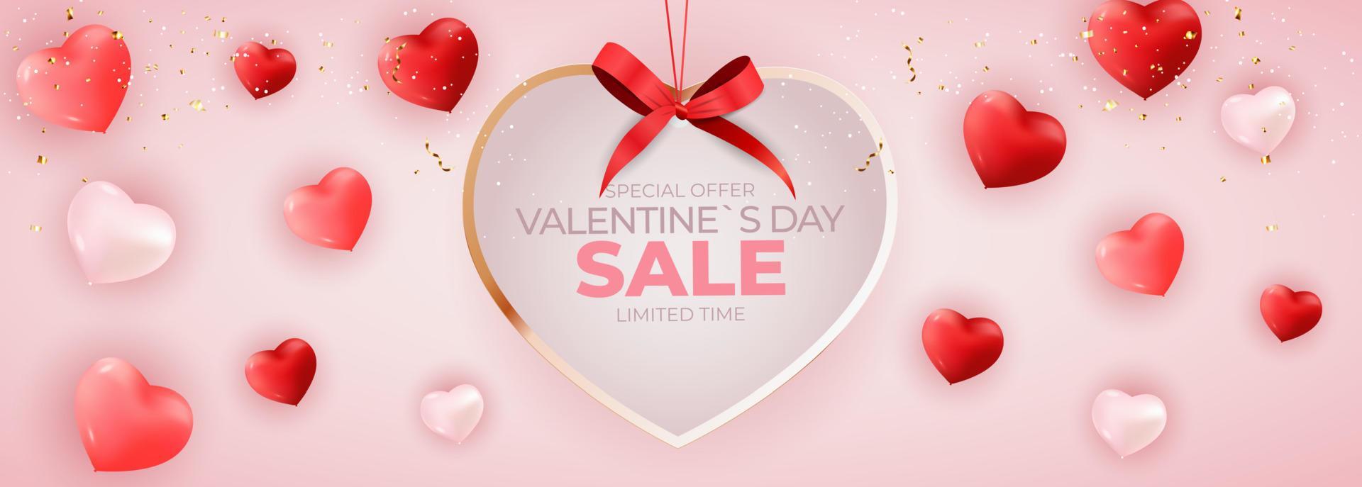 Valentine's Day sale banner Background Design. Template for advertising