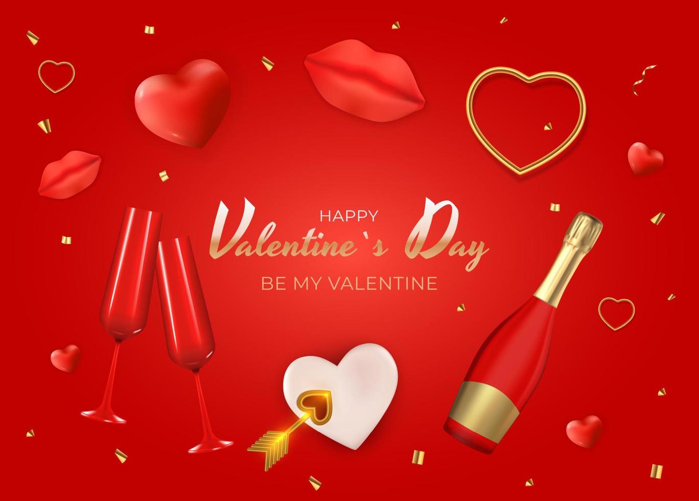 Valentine's Day Holiday Gift Card Background Realistic Design. Template for advertising, web, social media and fashion ads. Poster, flyer, greeting card, header for website Vector Illustration EPS10