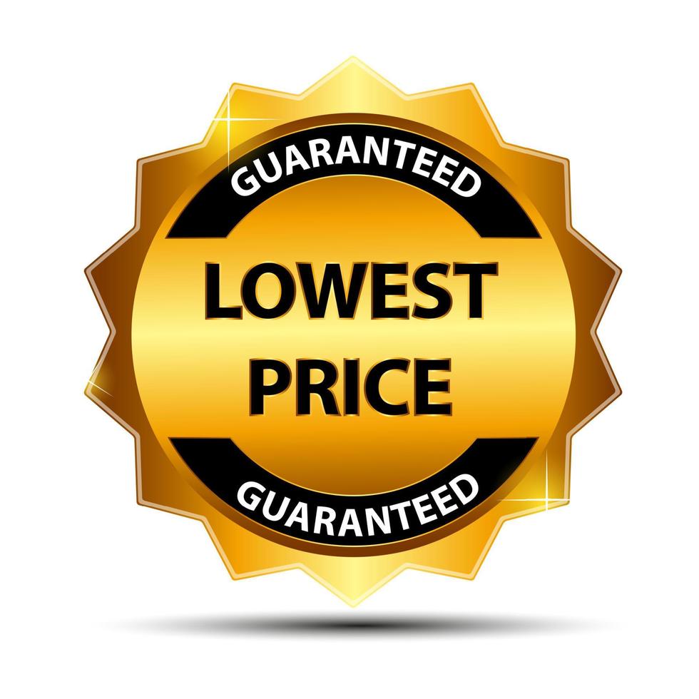 Lowest Price Guarantee Gold Label Sign Template Vector Illustration