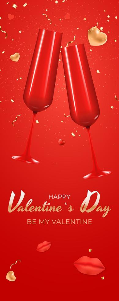 Valentine s Day Holiday Gift Card Background Realistic Design. Template for advertising, web, social media and fashion ads. Poster, flyer, greeting card, header for website Vector Illustration