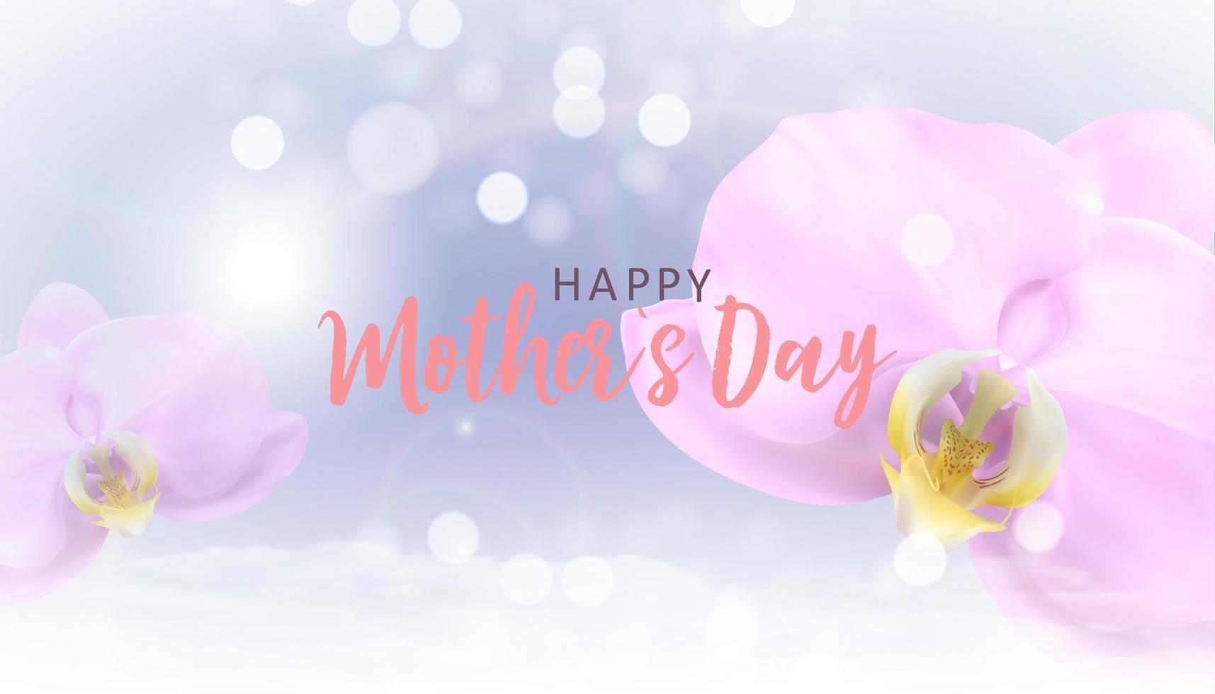 Happy Mothers Day Background with Realistic orchid flowers. Vector Illustration