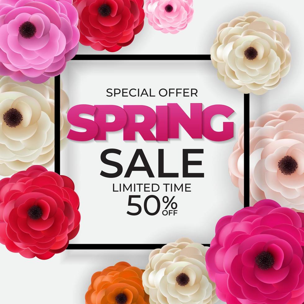 Spring Sale Background Poster Template. Vector Illustration