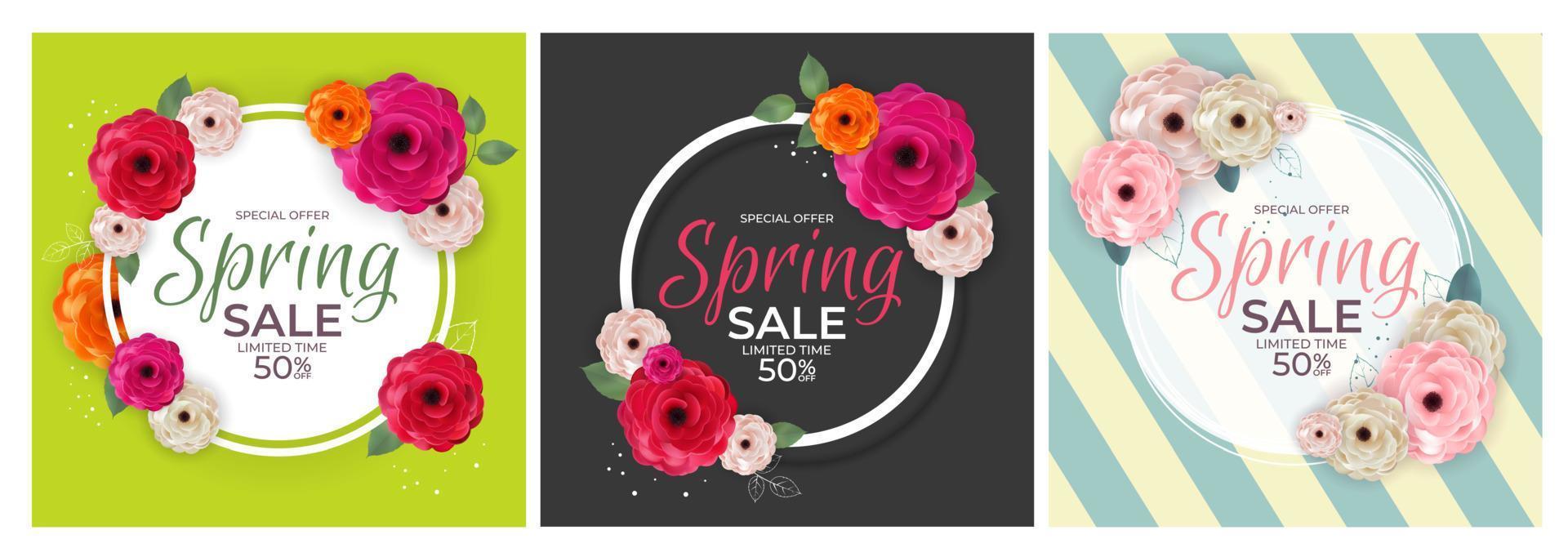 Spring Sale Background Poster Template. Vector Illustration