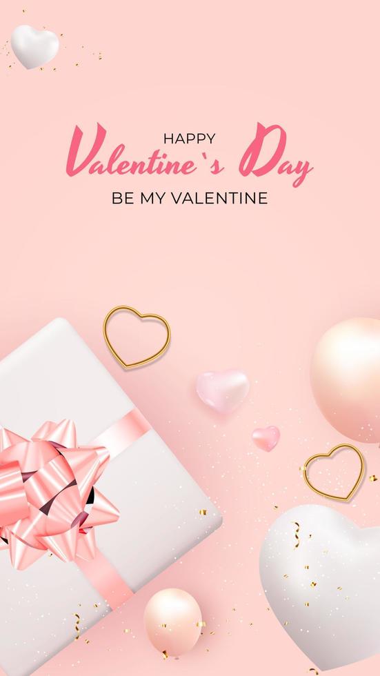 Valentine s Day Background Design. Template for advertising, web, social media and fashion ads. Poster, flyer, greeting card, header for website Vector Illustration EPS10