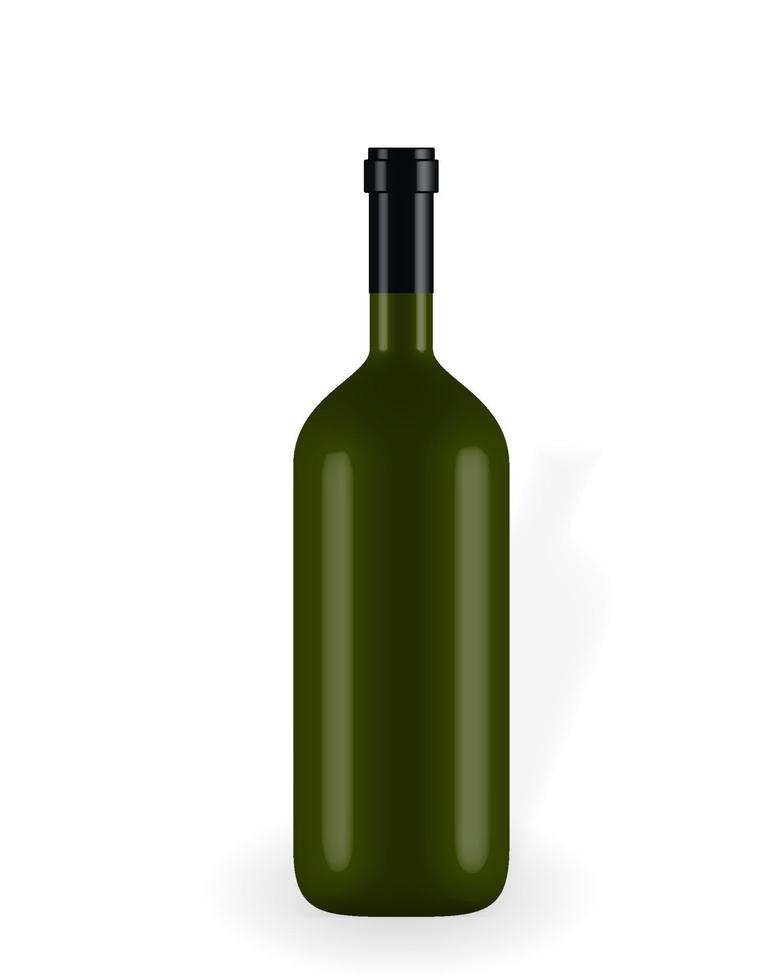 Botella de vino 3d cerrada naturalista colorida sin etiqueta. ilustración vectorial vector