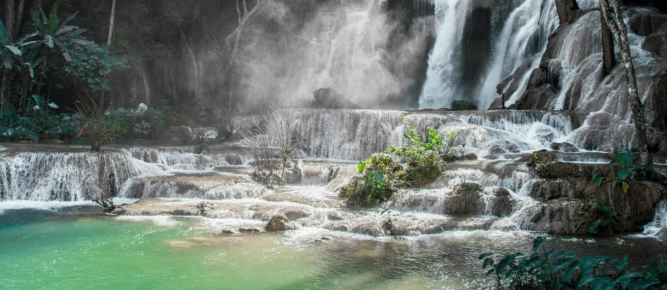 Worlds most beautiful waterfalls Kuang Si waterfall Luang Prabang Laos photo