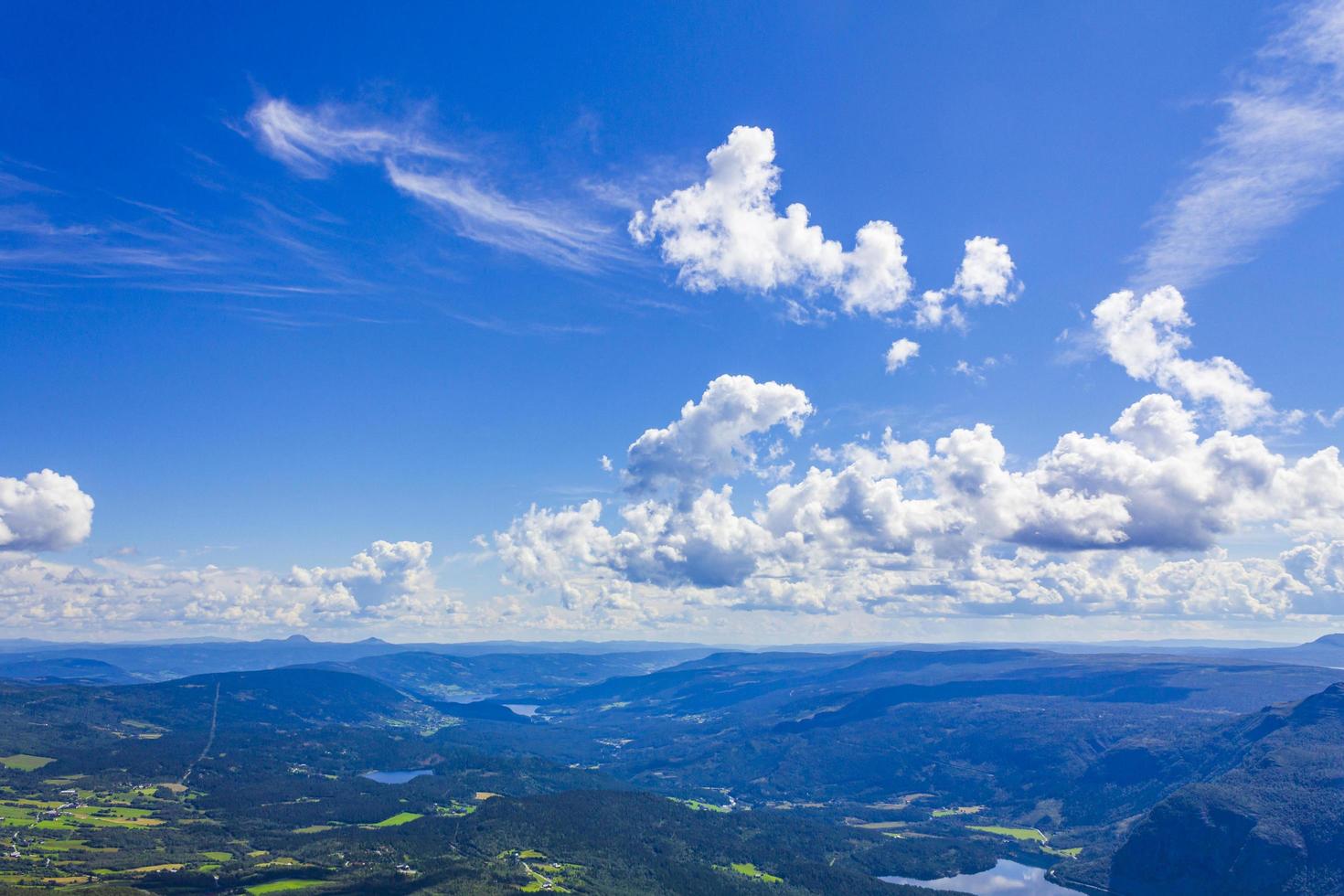 Panorama del paisaje de montaña en un día soleado en Noruega Vang foto