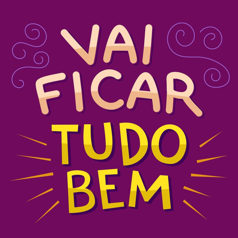 ilustración colorida positiva en portugués brasileño. traducción - estará bien. vector