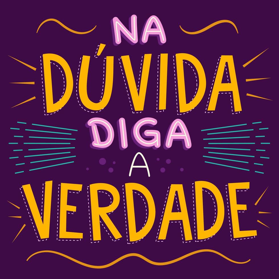 ilustración colorida inteligente en portugués brasileño. traducción - en caso de duda, diga la verdad vector