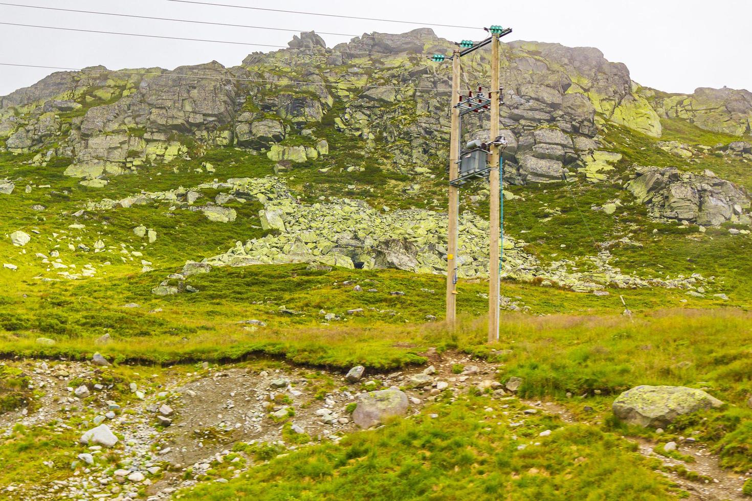 Fog clouds rocks cliffs mountain landscape Jotunheimen National Park Norway photo