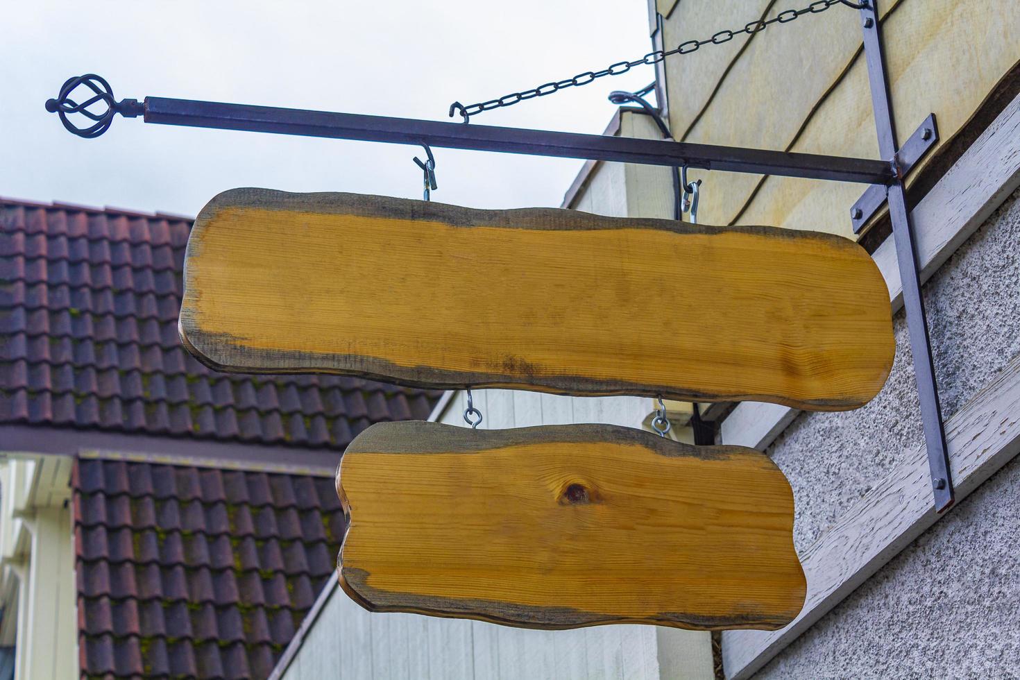 Wooden welcome sign empty plain at the entrance Norway photo