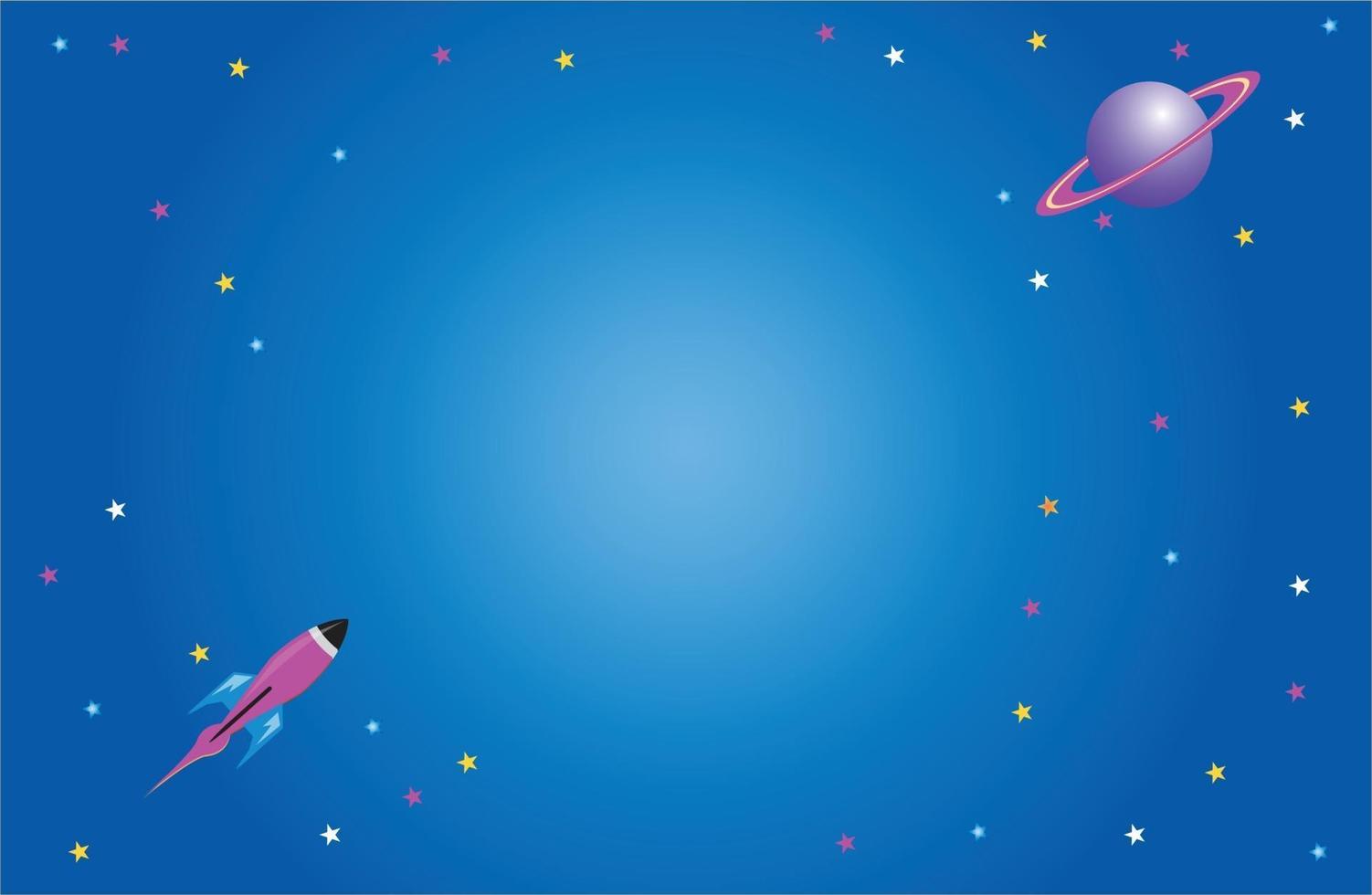 Rocket planet on galaxy illustration vector